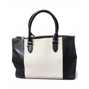 Lauren Ralph Lauren Tote Bag Black Cream Colorblock Leather Work Bag Dustbag